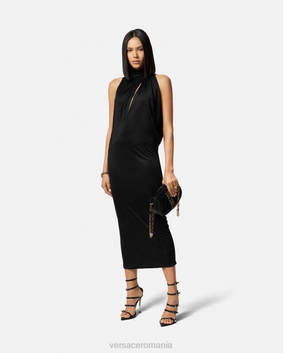 negru rochie midi cu decolteu tăiat Versace femei îmbrăcăminte 40L653