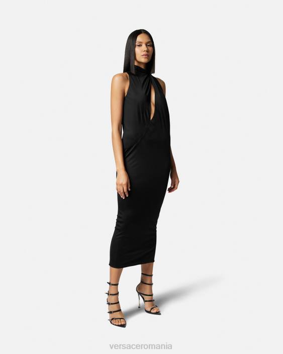 negru rochie midi cu decolteu tăiat Versace femei îmbrăcăminte 40L653