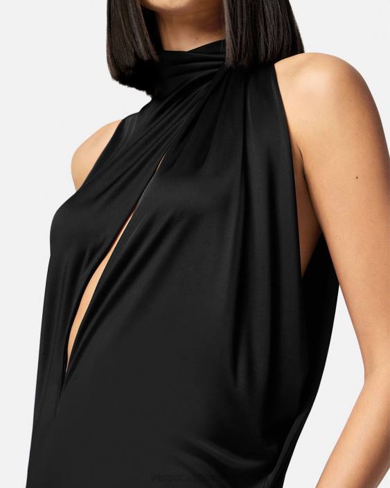 negru rochie midi cu decolteu tăiat Versace femei îmbrăcăminte 40L653