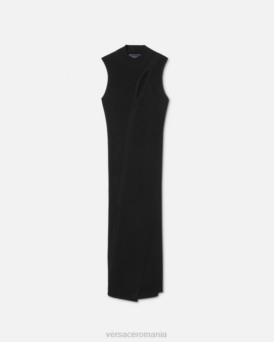 negru rochie midi cu guler tăiat Versace femei îmbrăcăminte 40L633