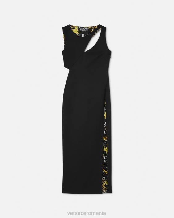 negru rochie midi cu logo couture Versace femei îmbrăcăminte 40L62190