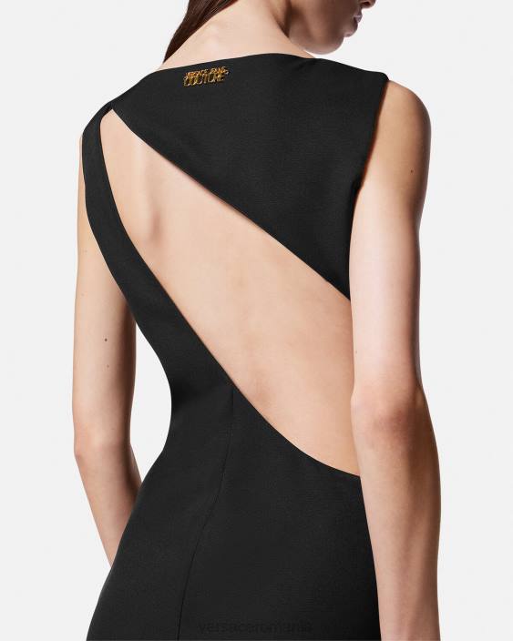 negru rochie midi cu logo couture Versace femei îmbrăcăminte 40L62190