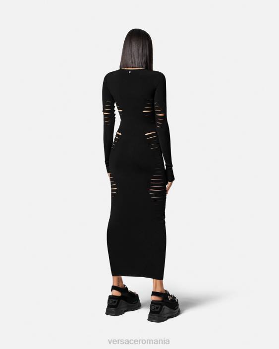 negru rochie midi din tricot tăiat Versace femei îmbrăcăminte 40L650
