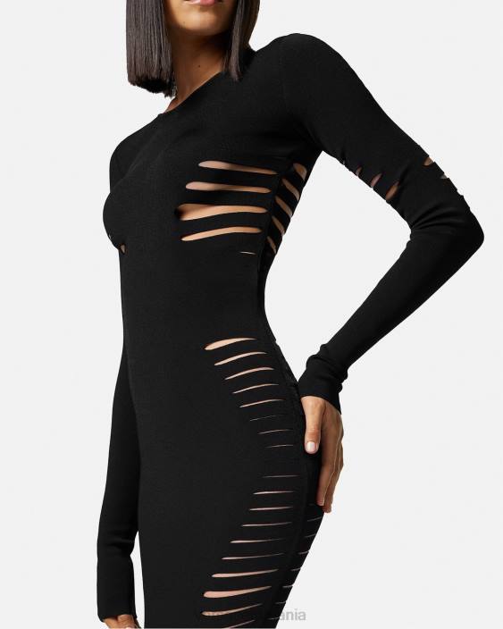 negru rochie midi din tricot tăiat Versace femei îmbrăcăminte 40L650