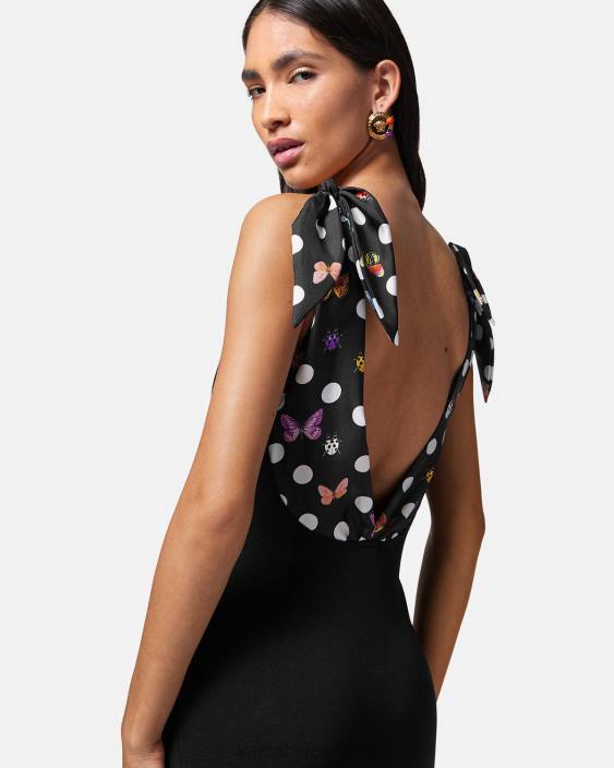 negru rochie midi tricot cu fluturi medusa \'95 Versace femei îmbrăcăminte 40L66