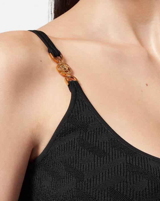 negru rochie midi tricot medusa \'95 la greca Versace femei îmbrăcăminte 40L638