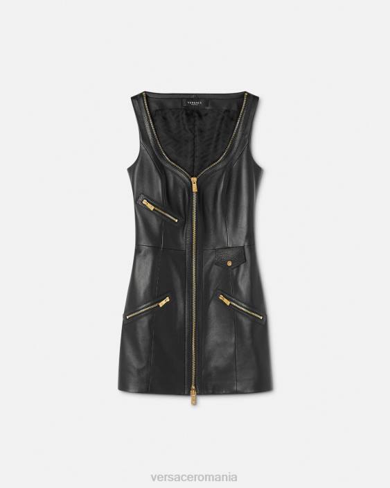 negru rochie mini din piele biker Versace femei îmbrăcăminte 40L667