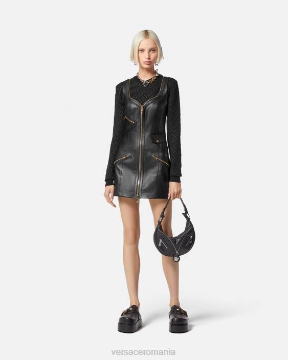 negru rochie mini din piele biker Versace femei îmbrăcăminte 40L667