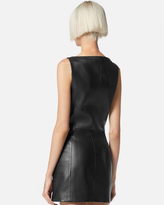 negru rochie mini din piele biker Versace femei îmbrăcăminte 40L667