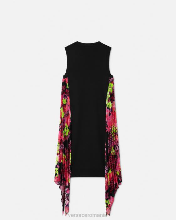 negru rochie mini din tricot orhidee cu logo Versace femei îmbrăcăminte 40L670