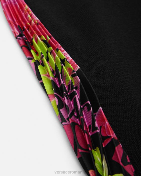 negru rochie mini din tricot orhidee cu logo Versace femei îmbrăcăminte 40L670