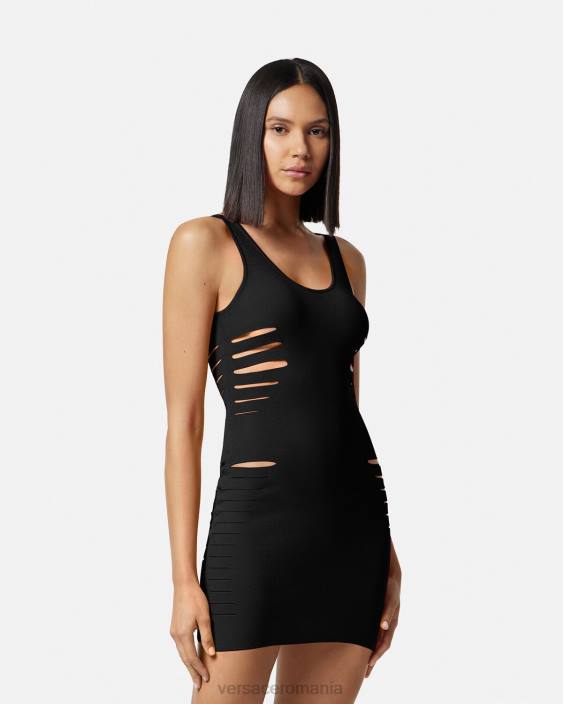 negru rochie mini din tricot tăiat Versace femei îmbrăcăminte 40L648