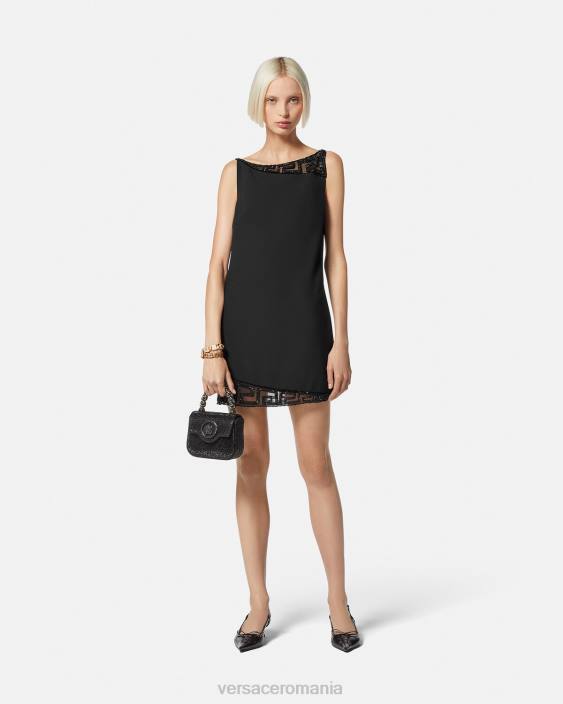 negru rochie mini impodobita cu cristale greca Versace femei îmbrăcăminte 40L637