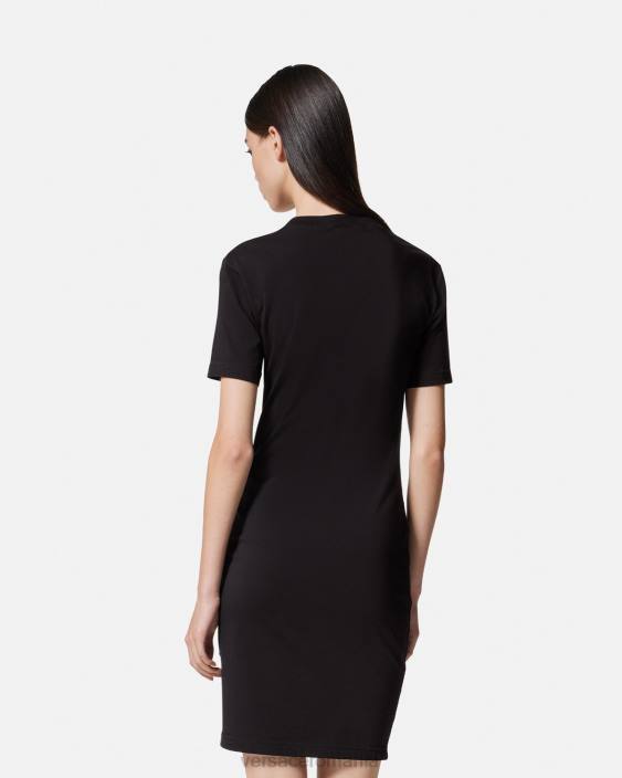 negru rochie tricou cu logo trandafiri Versace femei îmbrăcăminte 40L62157