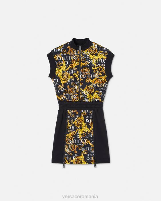 negru si auriu rochie mini cu fermoar logo couture Versace femei îmbrăcăminte 40L62182