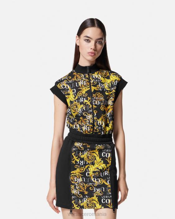negru si auriu rochie mini cu fermoar logo couture Versace femei îmbrăcăminte 40L62182
