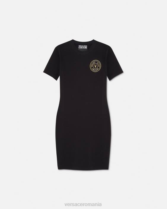 negru si auriu rochie tricou cu emblema v Versace femei îmbrăcăminte 40L62144