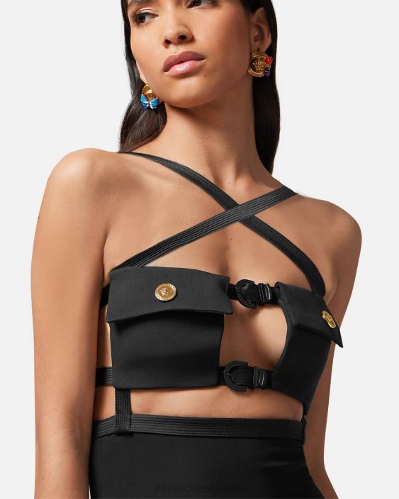 o singură culoare rochie cu decupaj medusa Versace femei îmbrăcăminte 40L619