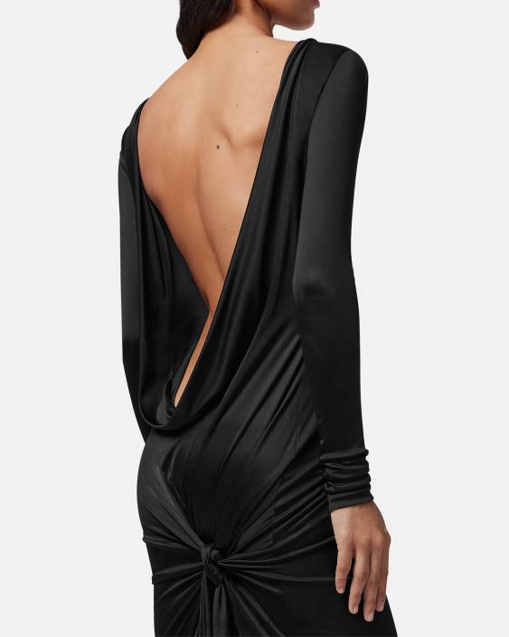 o singură culoare rochie lungă fără spate cu noduri Versace femei îmbrăcăminte 40L620