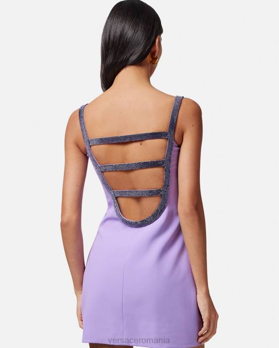 o singură culoare rochie mini cu decupaj cu cristale Versace femei îmbrăcăminte 40L611