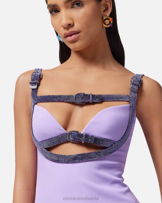 o singură culoare rochie mini cu decupaj cu cristale Versace femei îmbrăcăminte 40L611