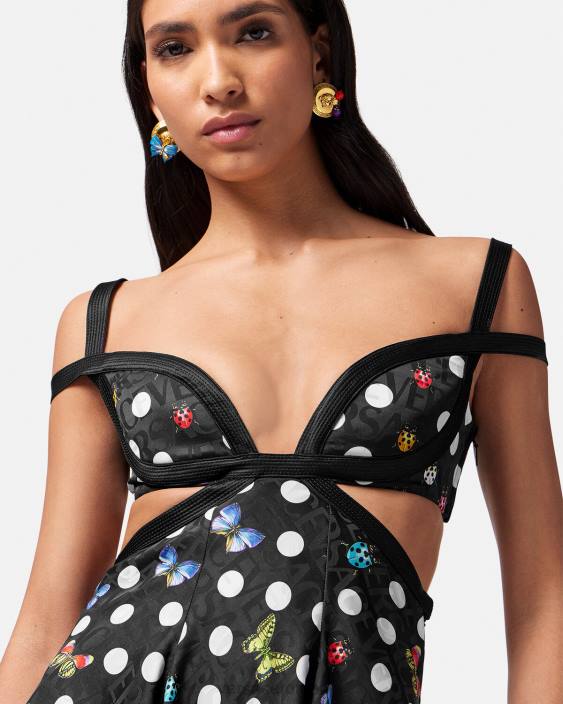 o singură culoare rochie mini cu decupaj fluturi Versace femei îmbrăcăminte 40L68