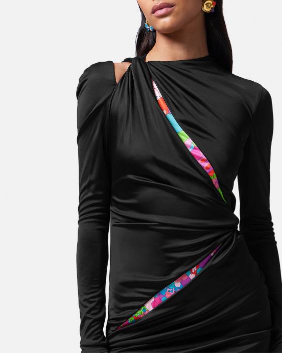 o singură culoare rochie mini cu noduri florale de vara Versace femei îmbrăcăminte 40L622