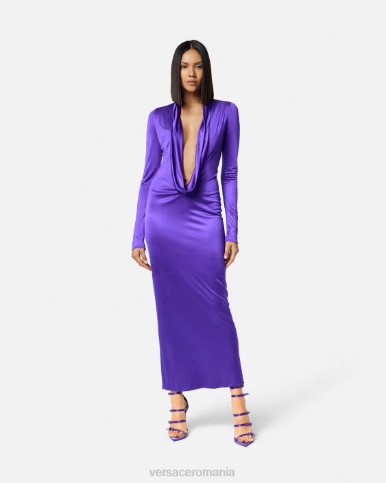 violet rochie lungă cu capotă Versace femei îmbrăcăminte 40L660