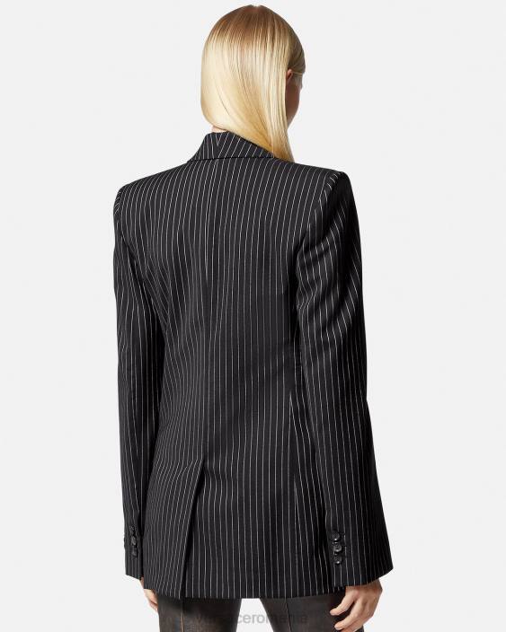 negru blazer cu dungi cu un singur piept Versace femei îmbrăcăminte 40L6113