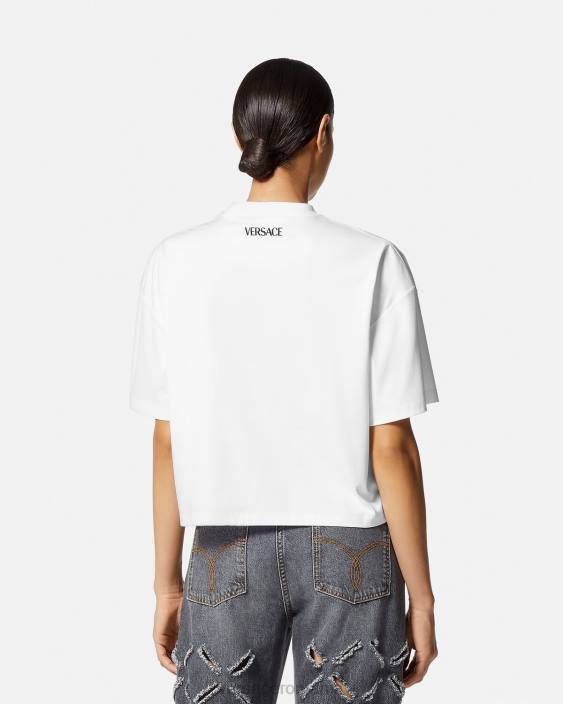 alb crop top cu împânzire medusa Versace femei îmbrăcăminte 40L6154