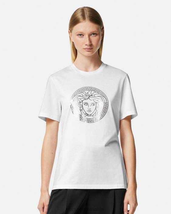 alb si argintiu tricou cu medusa Versace femei îmbrăcăminte 40L6128