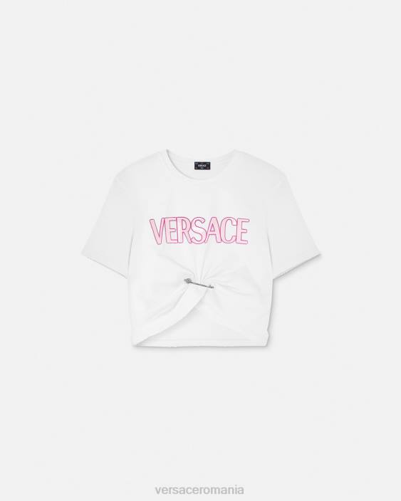 alb tricou cu logo pentru ac de siguranță Versace femei îmbrăcăminte 40L6138