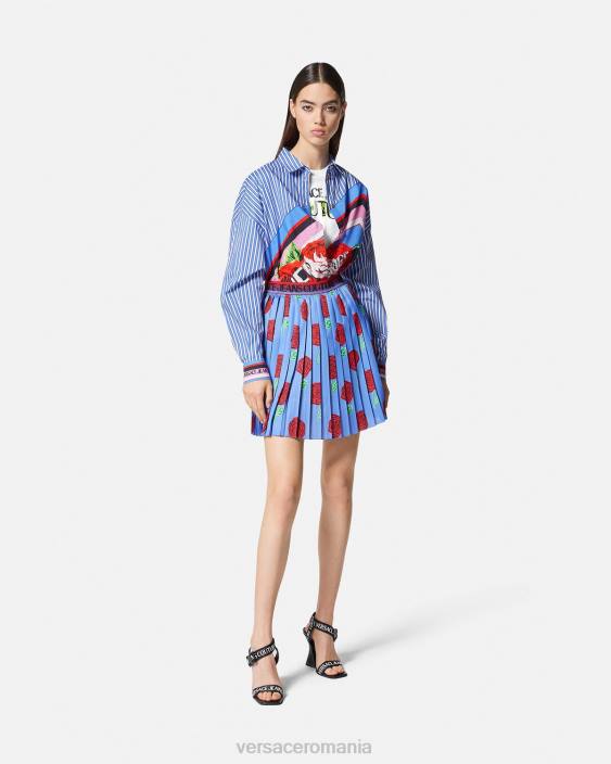 alb tricou cu logo trandafiri Versace femei îmbrăcăminte 40L62169