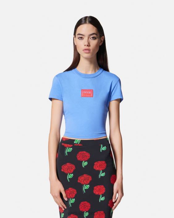 albastru deschis tricou cu număr de bucată Versace femei îmbrăcăminte 40L62228