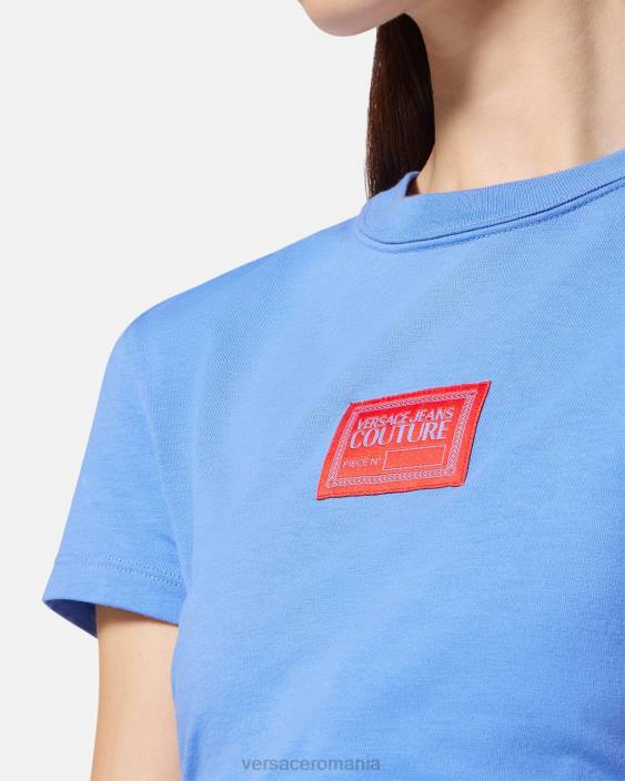 albastru deschis tricou cu număr de bucată Versace femei îmbrăcăminte 40L62228