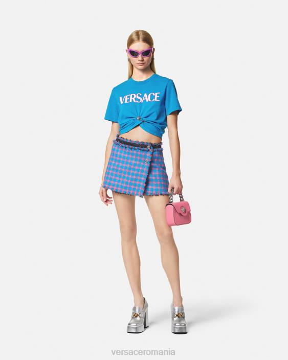 albastru tricou cu logo pentru ac de siguranță Versace femei îmbrăcăminte 40L6140