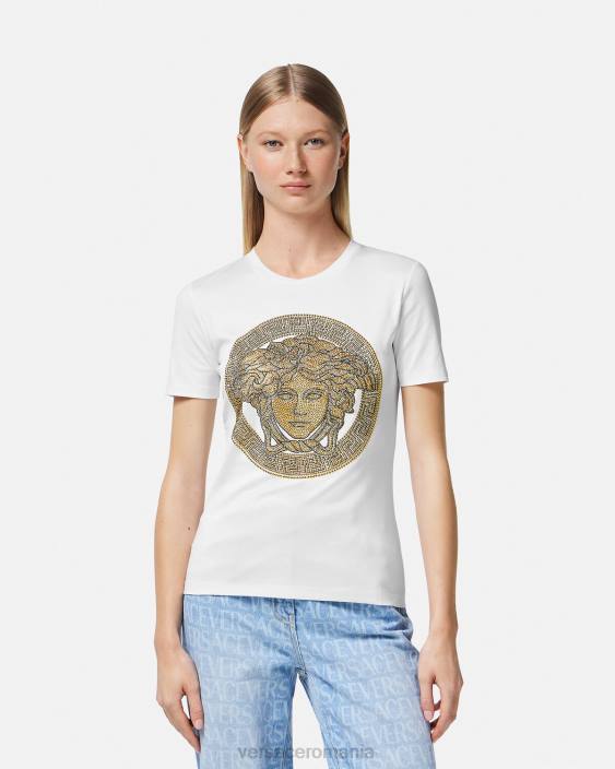 aur alb tricou crystal la medusa Versace femei îmbrăcăminte 40L6133