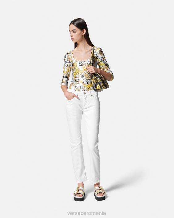 auriu și alb body couture cu logo Versace femei îmbrăcăminte 40L62210