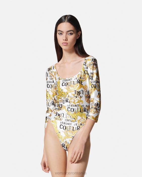 auriu și alb body couture cu logo Versace femei îmbrăcăminte 40L62210