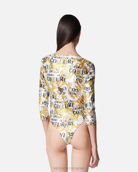 auriu și alb body couture cu logo Versace femei îmbrăcăminte 40L62210