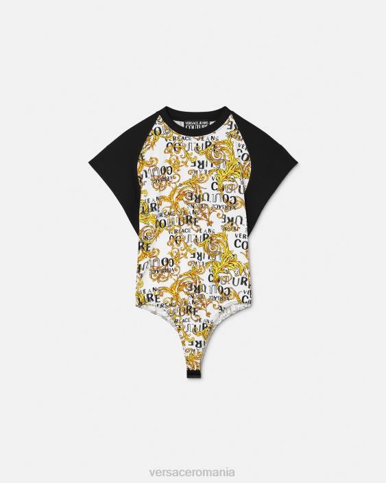 auriu și alb tricou body couture cu logo Versace femei îmbrăcăminte 40L62207