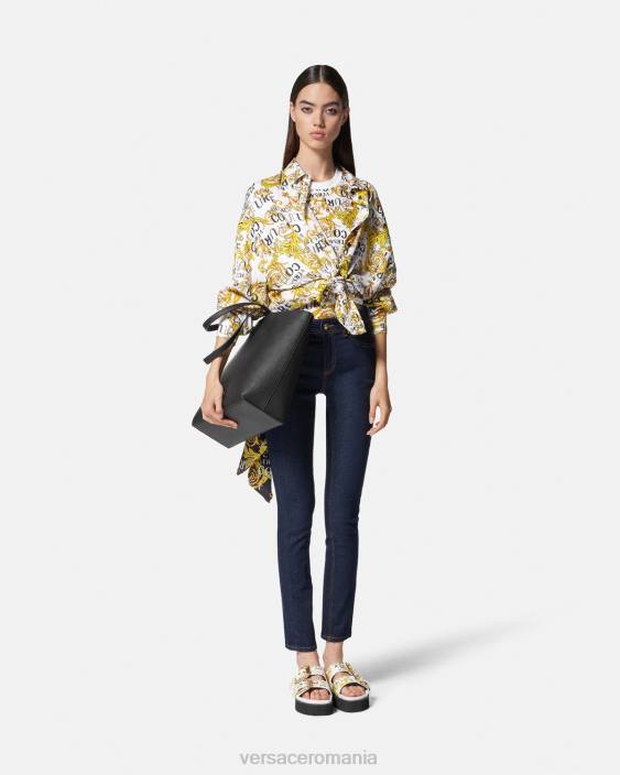 auriu și alb tricou cu logo couture Versace femei îmbrăcăminte 40L62223