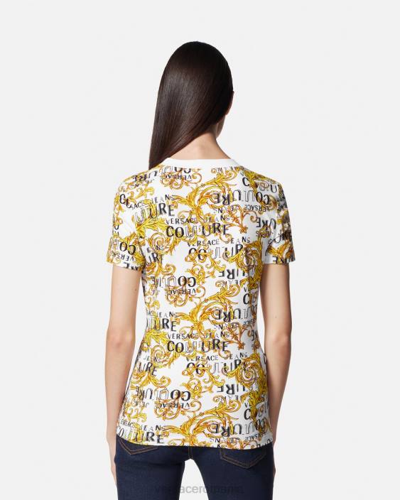 auriu și alb tricou cu logo couture Versace femei îmbrăcăminte 40L62223