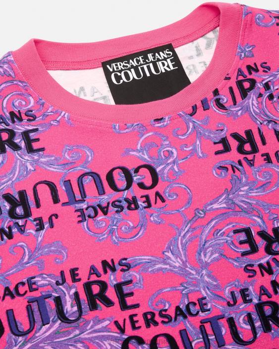 fucsie tricou cu logo couture Versace femei îmbrăcăminte 40L62221