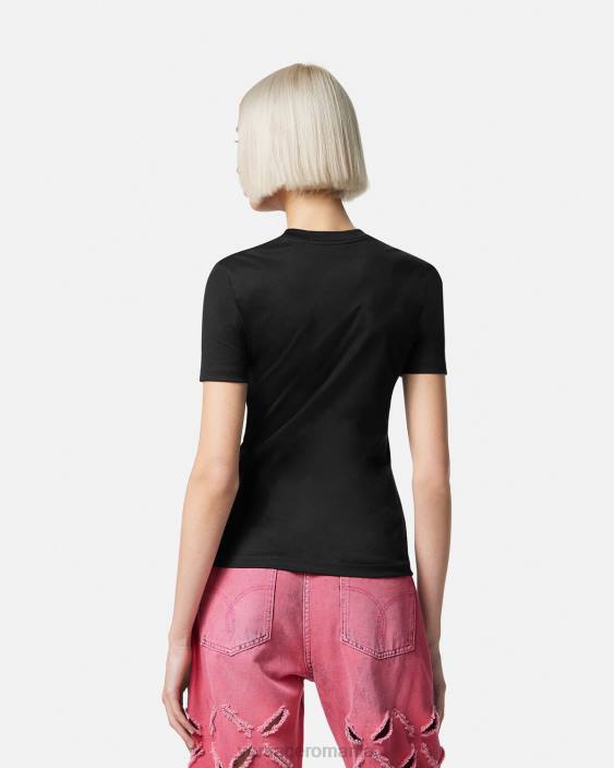 negru roz tricou cu logo medusa cristal Versace femei îmbrăcăminte 40L6153