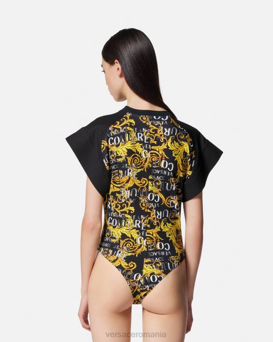 negru si auriu tricou body couture cu logo Versace femei îmbrăcăminte 40L62208