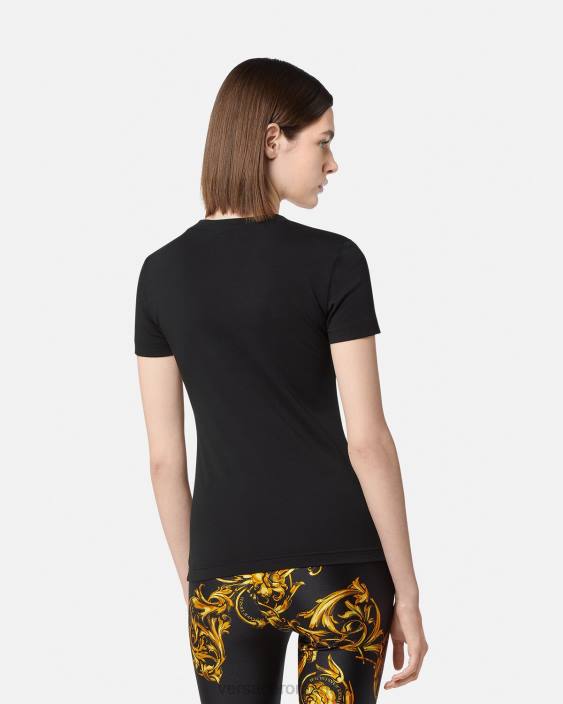 negru si auriu tricou cu logo Versace femei îmbrăcăminte 40L62233