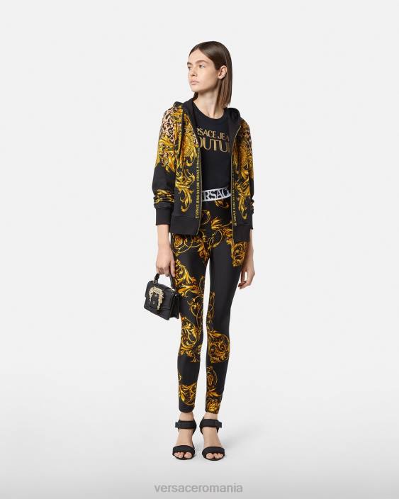 negru si auriu tricou cu logo Versace femei îmbrăcăminte 40L62233