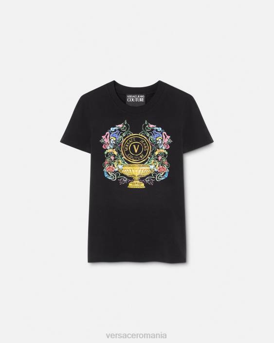 negru si auriu tricou gradina cu emblema v Versace femei îmbrăcăminte 40L62231