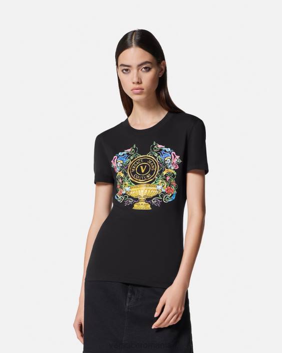 negru si auriu tricou gradina cu emblema v Versace femei îmbrăcăminte 40L62231